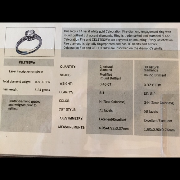 14k White Gold Engagement Ring .83ct - Picture 3 of 4